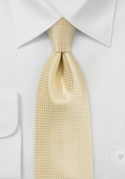 XL Mens Ties - Light Yellow Silk Tie in XL