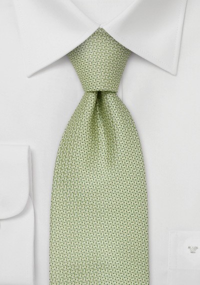 XL designer ties - Light green silk tie by Chevalier