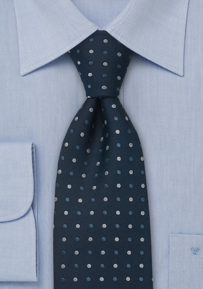 Blue necktie -  Polka dot necktie