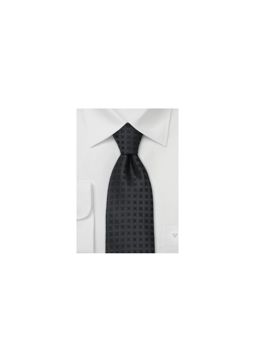 Extra Long Ties - Dark gray silk tie by Chevalier