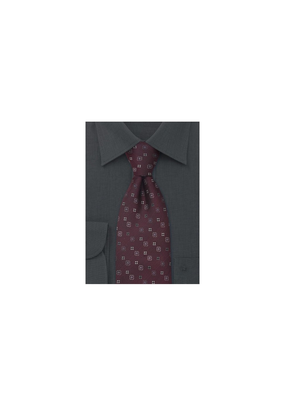 Extra Long Ties -  Burgundy red silk tie by Chevalier