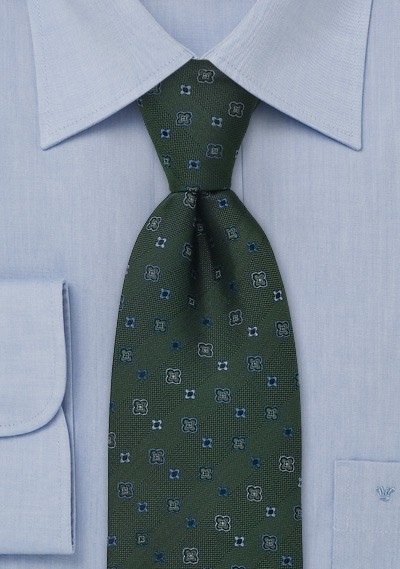 Extra Long Ties -  Forrest green silk tie by Chevalier