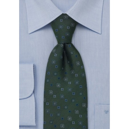Extra Long Ties -  Forrest green silk tie by Chevalier