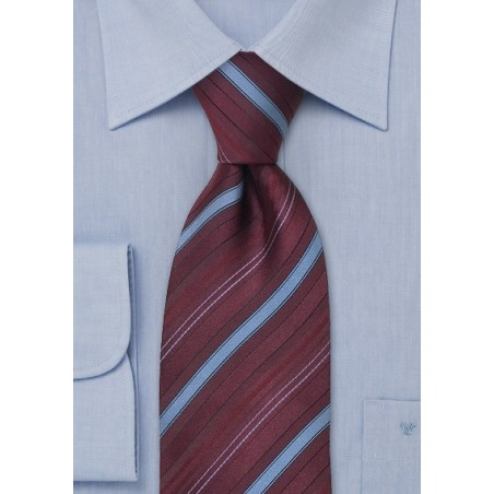 Extra Long Ties - Burgundy striped XL necktie