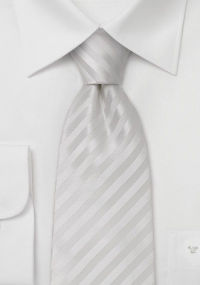 Bright White Silk Tie in XL Length