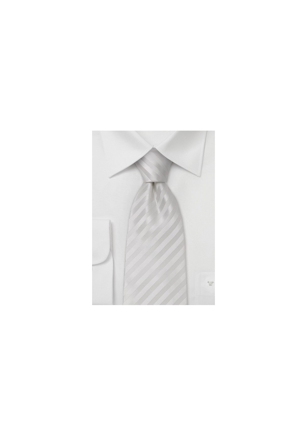 Bright White Silk Tie in XL Length