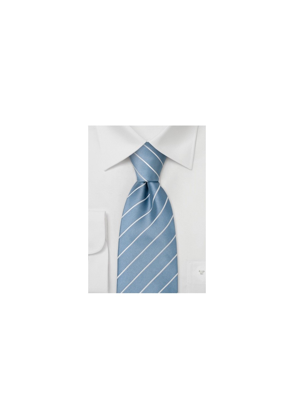 Extra long ties - Light blue striped silk tie