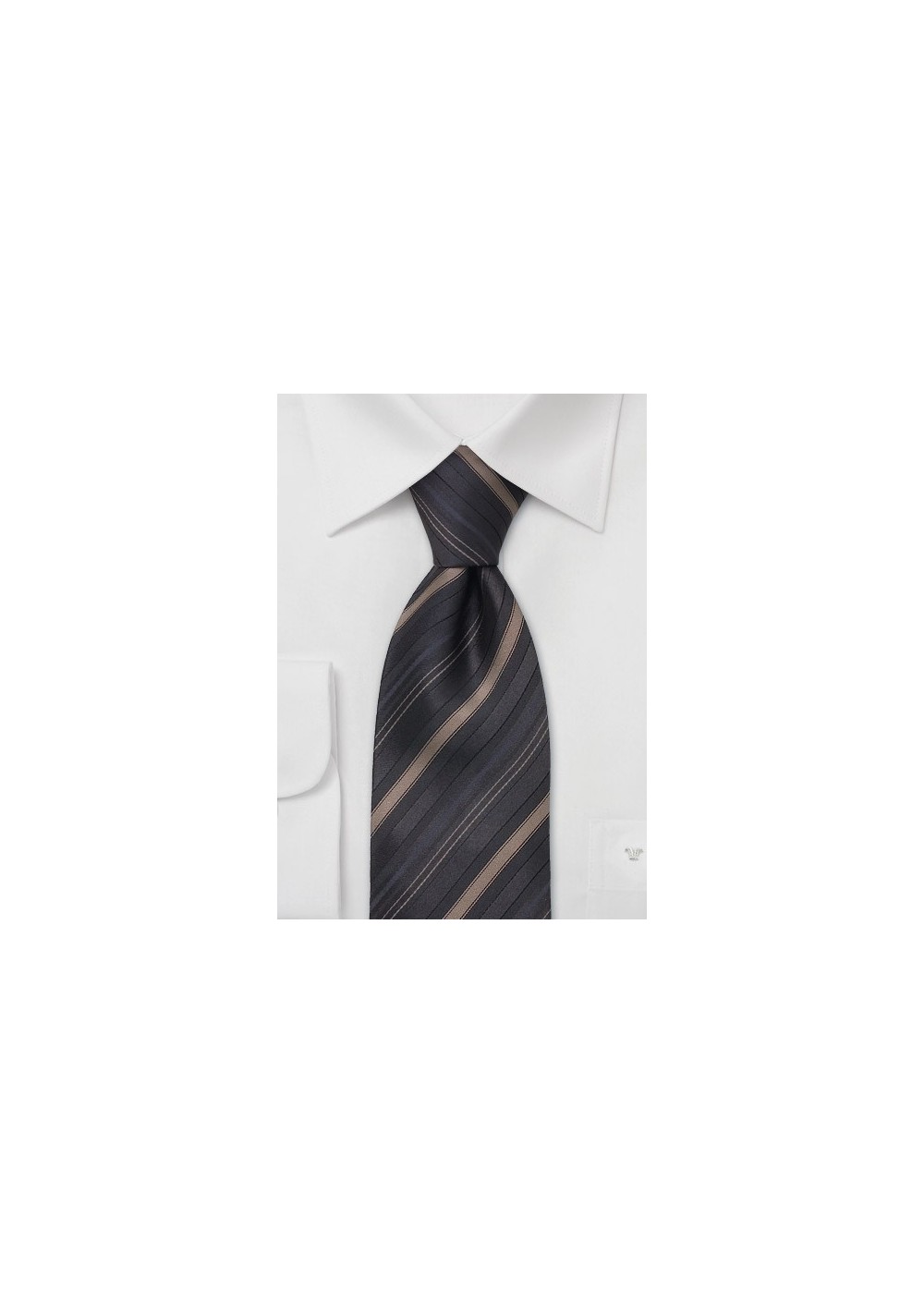 XL neckties - Brown striped XL tie