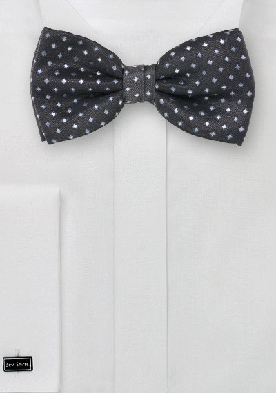 Gray Bow Ties - Bow Tie Set With Matching Pocket Square