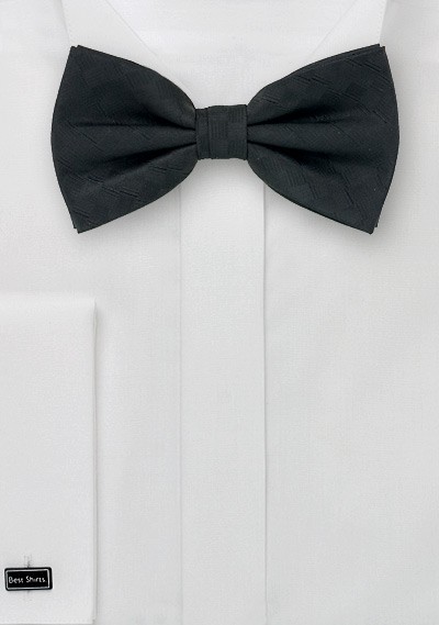 Black Silk Bow Ties - Black Bow Tie & Matching Pocket Square