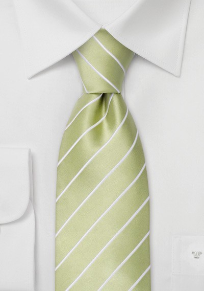 Silk Neckties - Light green striped tie
