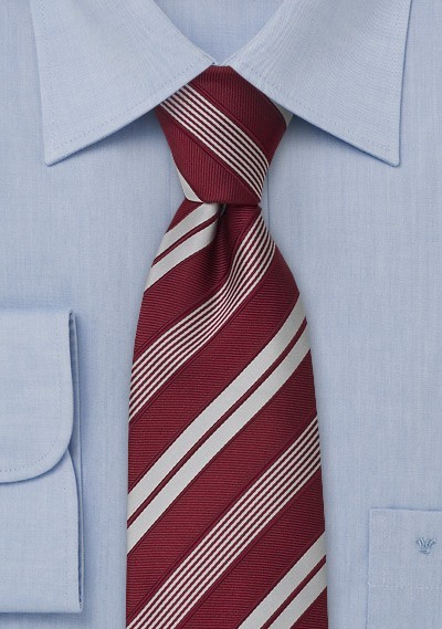 Italian Neckties - Wine red striped tie