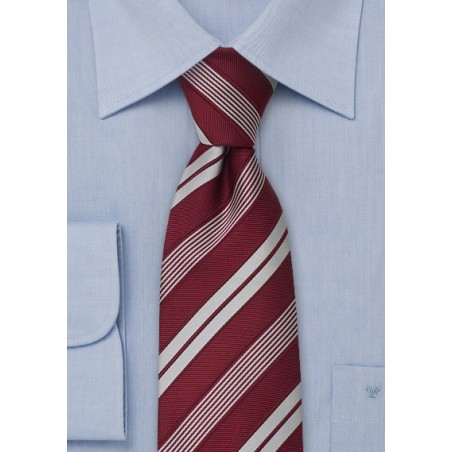 Italian Neckties - Wine red striped tie