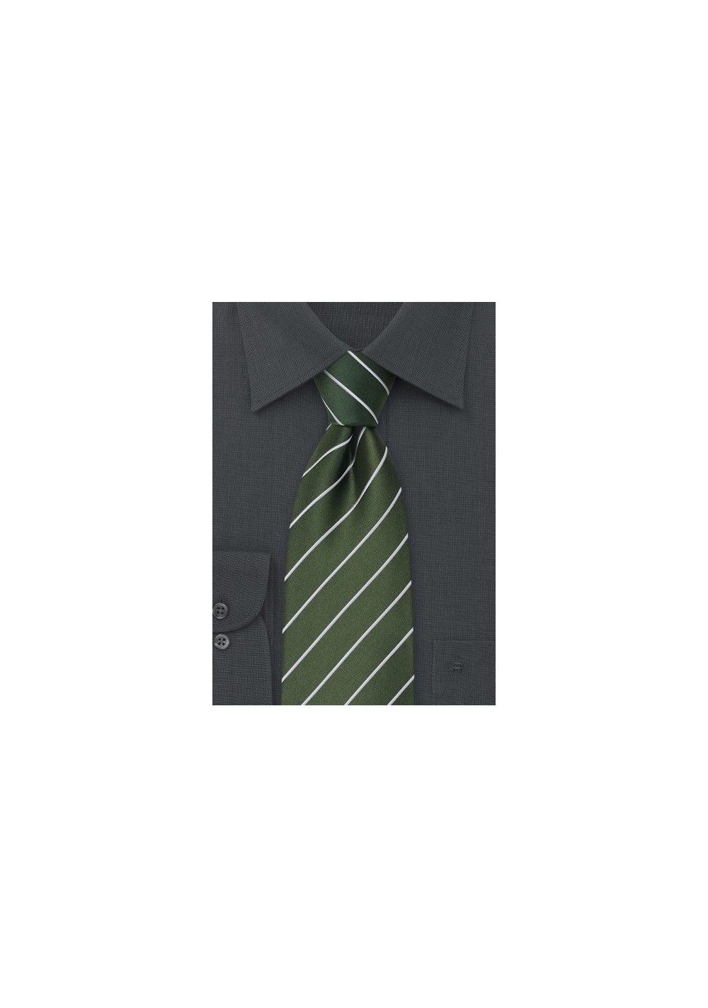 Green Silk Ties - Striped green necktie