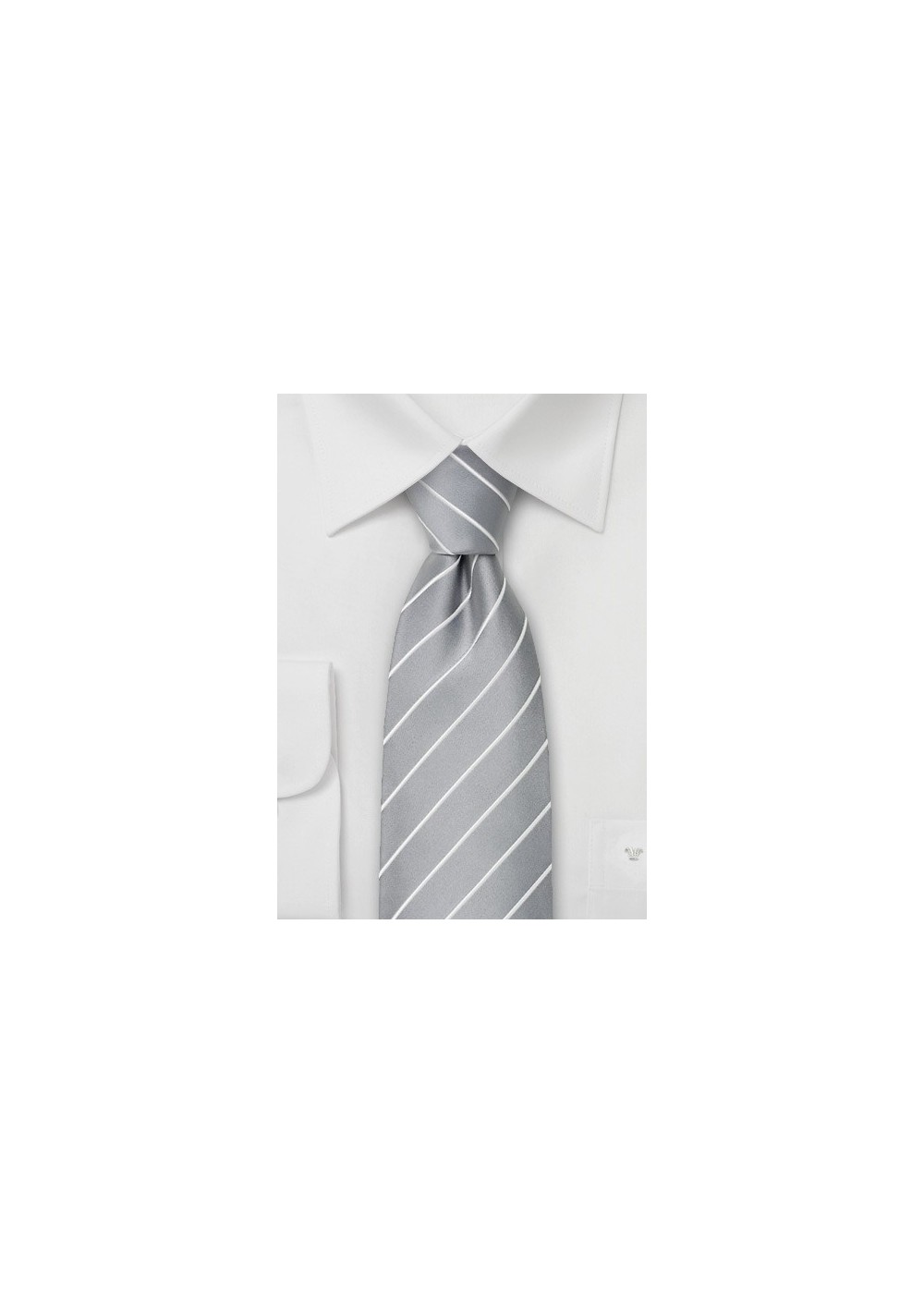 Formal XL neckties - Silver XL Silk Tie