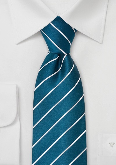 Turquoise Ties - Striped Turquoise Silk Tie