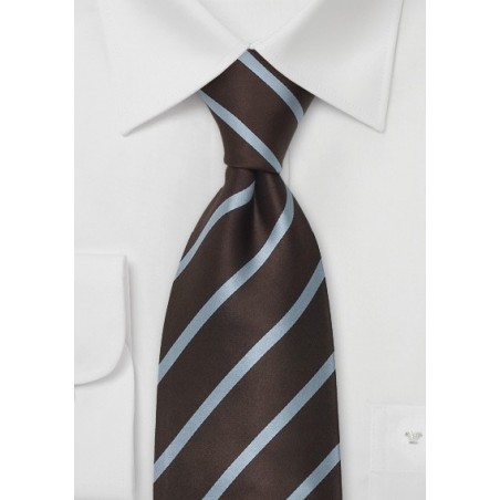 Brown Neckties - Brown & Light Blue Striped Tie