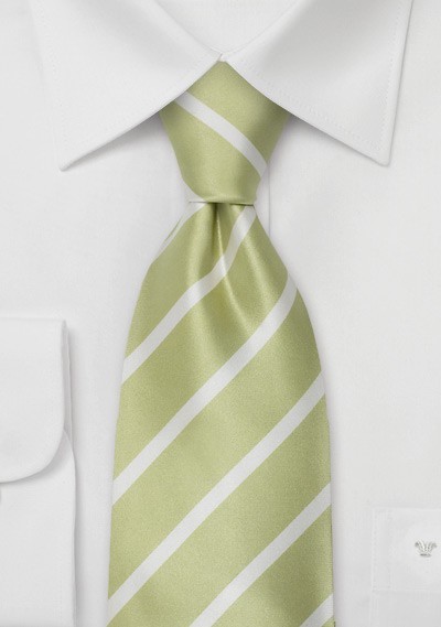 Light Green Neckties - Striped light green silk tie