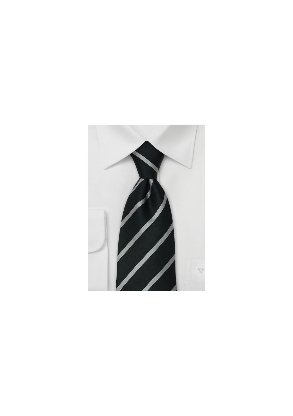 Formal Extra Long Ties - Black & Silver Silk Neck Tie
