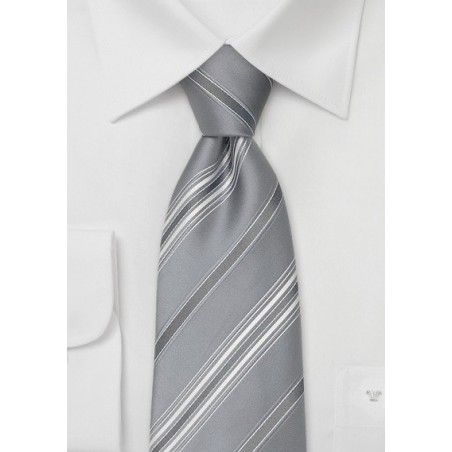 Extra Long Silver/Gray Designer Tie by Cavallieri