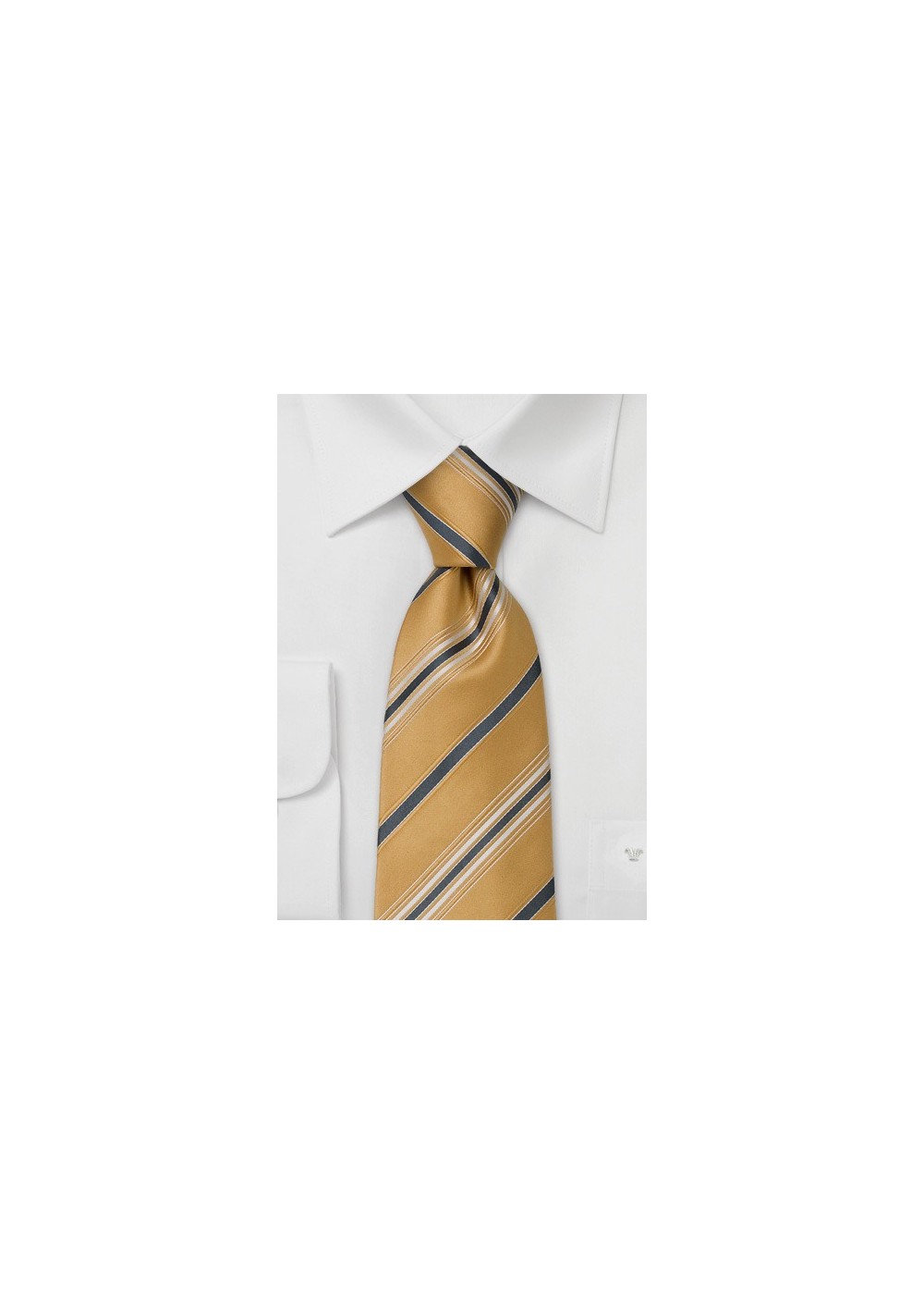 Sandtone Yellow Silk Ties - Italian Striped Tie by Cavallieri