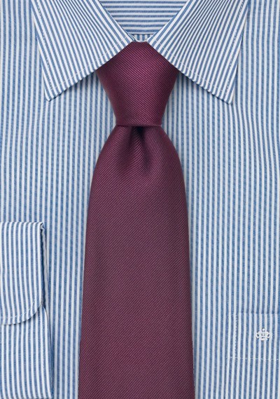 Solid Silk Tie in Wine Red Color