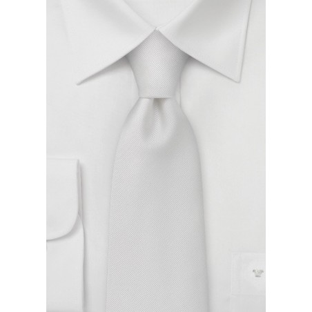 White Mens Ties - Pure White Ribbed Tie