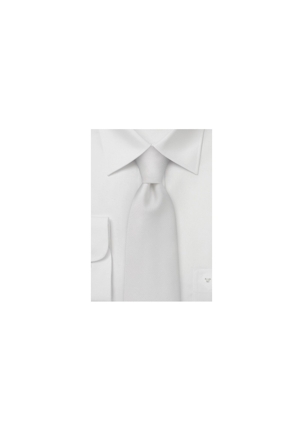 White Mens Ties - Pure White Ribbed Tie