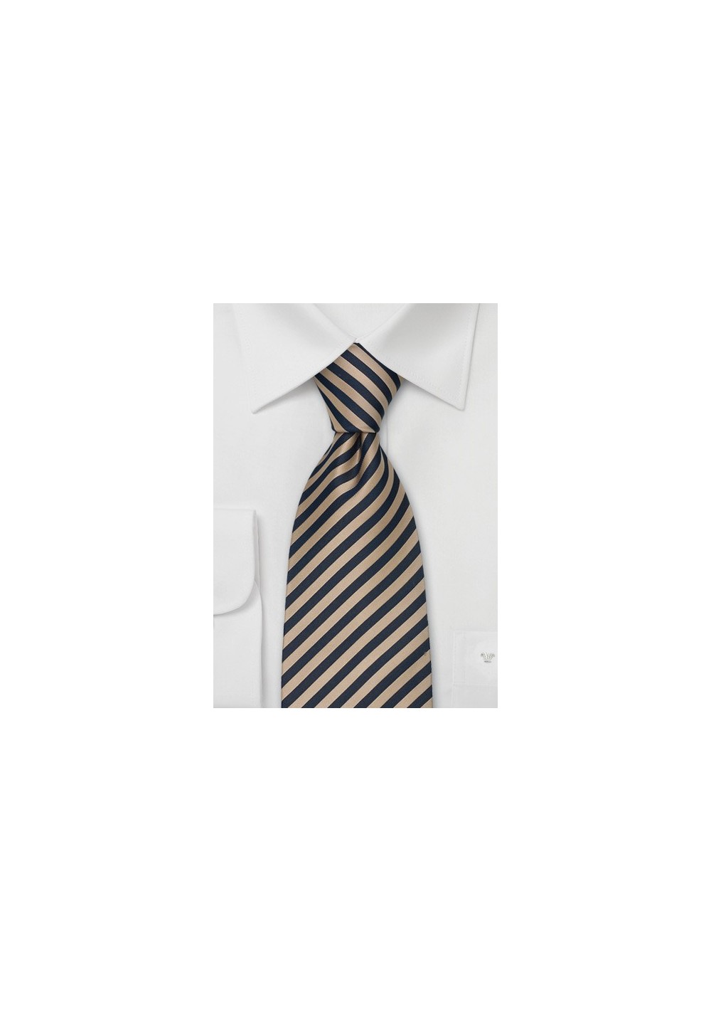 Striped Extra Long Ties - Brown & Blue Striped Tie in XL