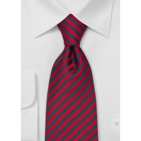 Red and Blue XL Neckties - Striped extra long tie in blue and red ...