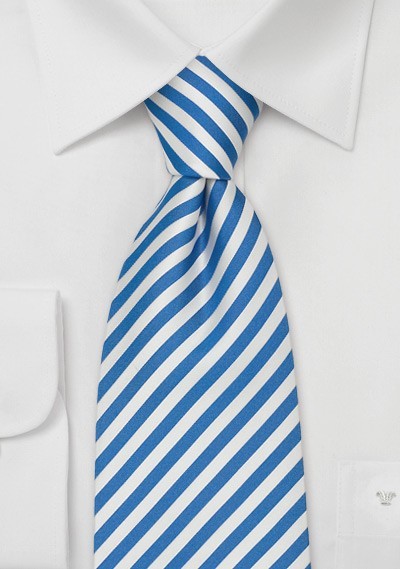 Blue and White Striped Silk Tie - Narrow Striped Necktie | Cheap ...