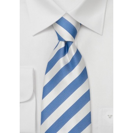 Striped Neckties - Light blue & white striped silk tie