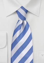 Extra Long Light Blue Ties - Striped Necktie "Identity" by Parsley
