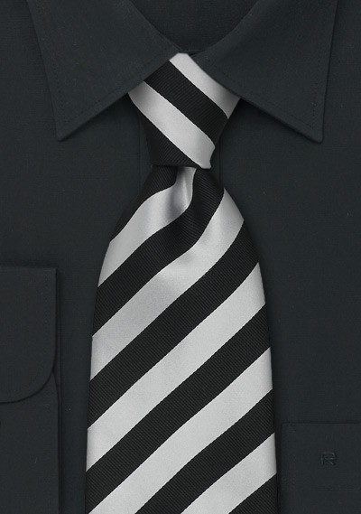 Striped Neckties - Black and grey striped silk tie