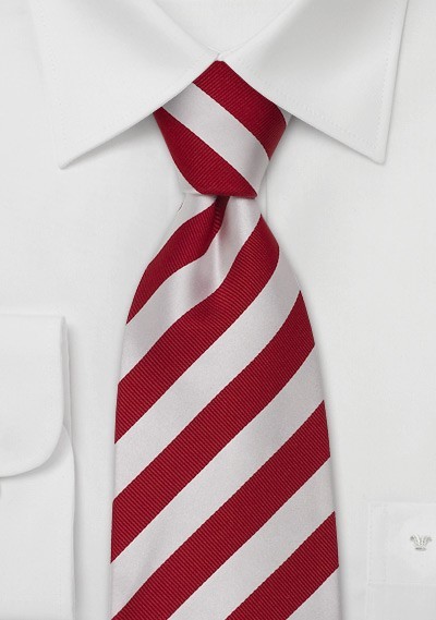 Red & White Striped Tie -  Striped tie made from pure silk