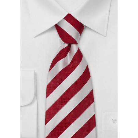 Red & White Striped Tie -  Striped tie made from pure silk