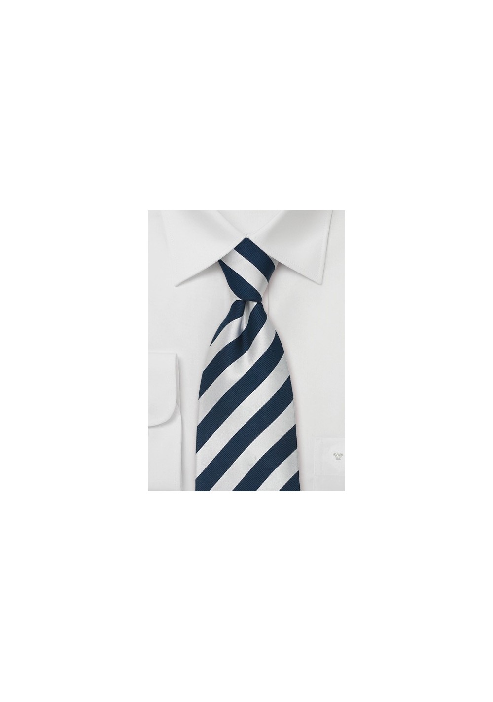 Striped Silk Ties - Blue & Silver striped necktie