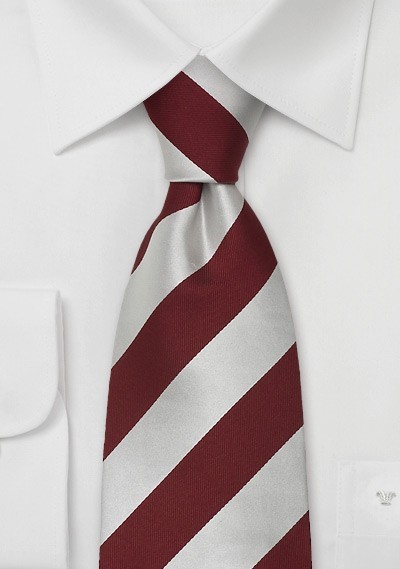 Silver Red Striped Silk Ties - Striped Necktie by Parsely