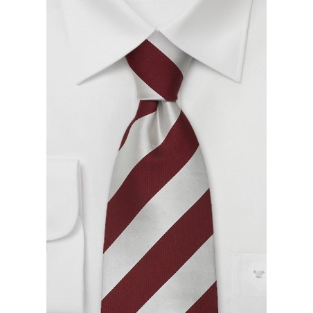 Silver Red Striped Silk Ties - Striped Necktie by Parsely