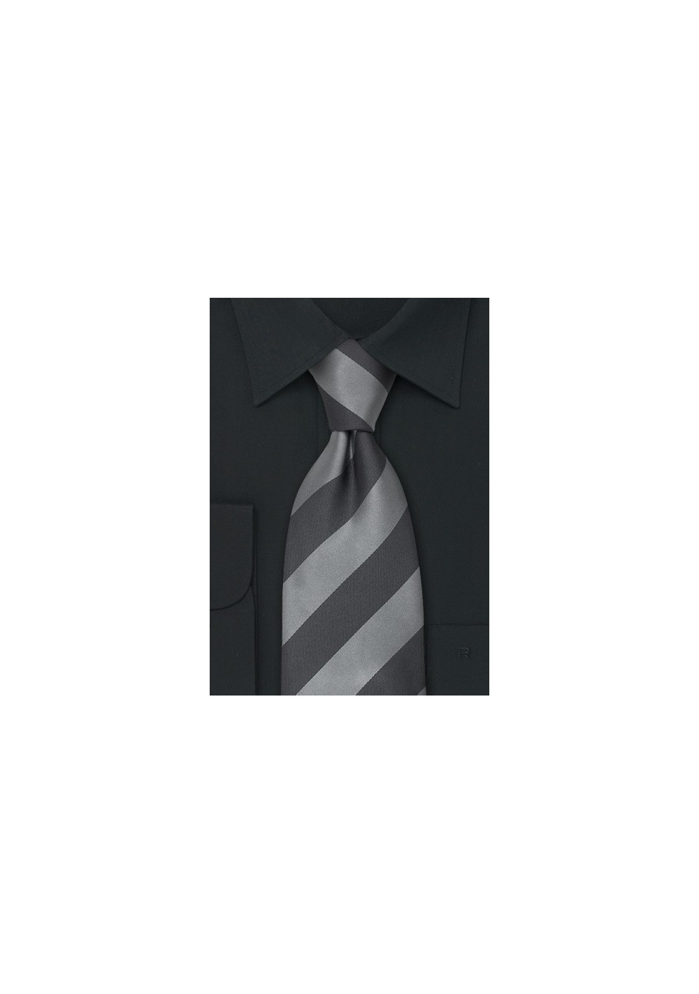 Striped Mens Ties - Gray & Silver Striped Silk Tie