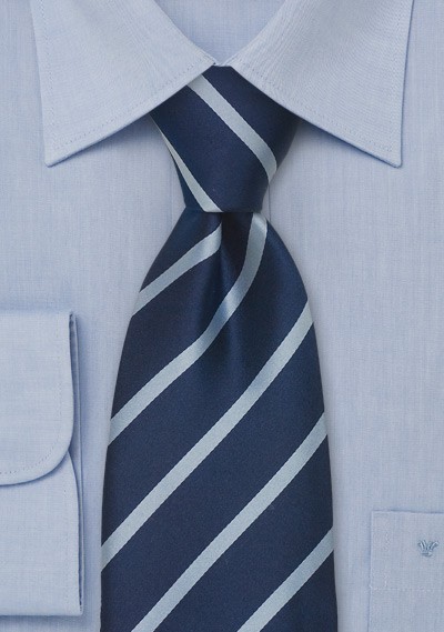 Navy Blue Extra Long Ties - Blue Silk Tie in Extra Long Length