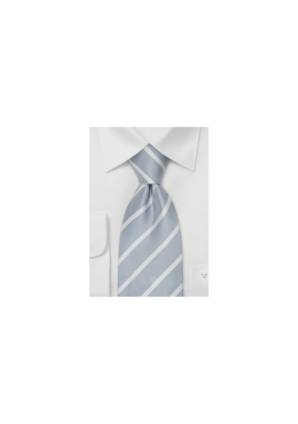 Silver Neckties - Striped Silver Silk Tie
