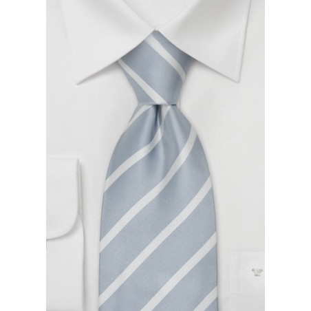 Silver Extra Long Ties - Silver Striped Tie in XL Length