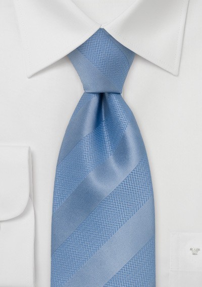 Light Blue Tie - Necktie With Herringbone Stripes | Cheap-Neckties.com
