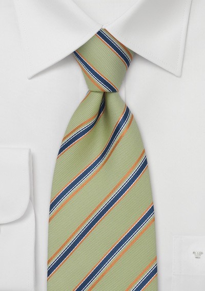 Chevalier Designer Ties - Lime Green & Orange Striped Tie