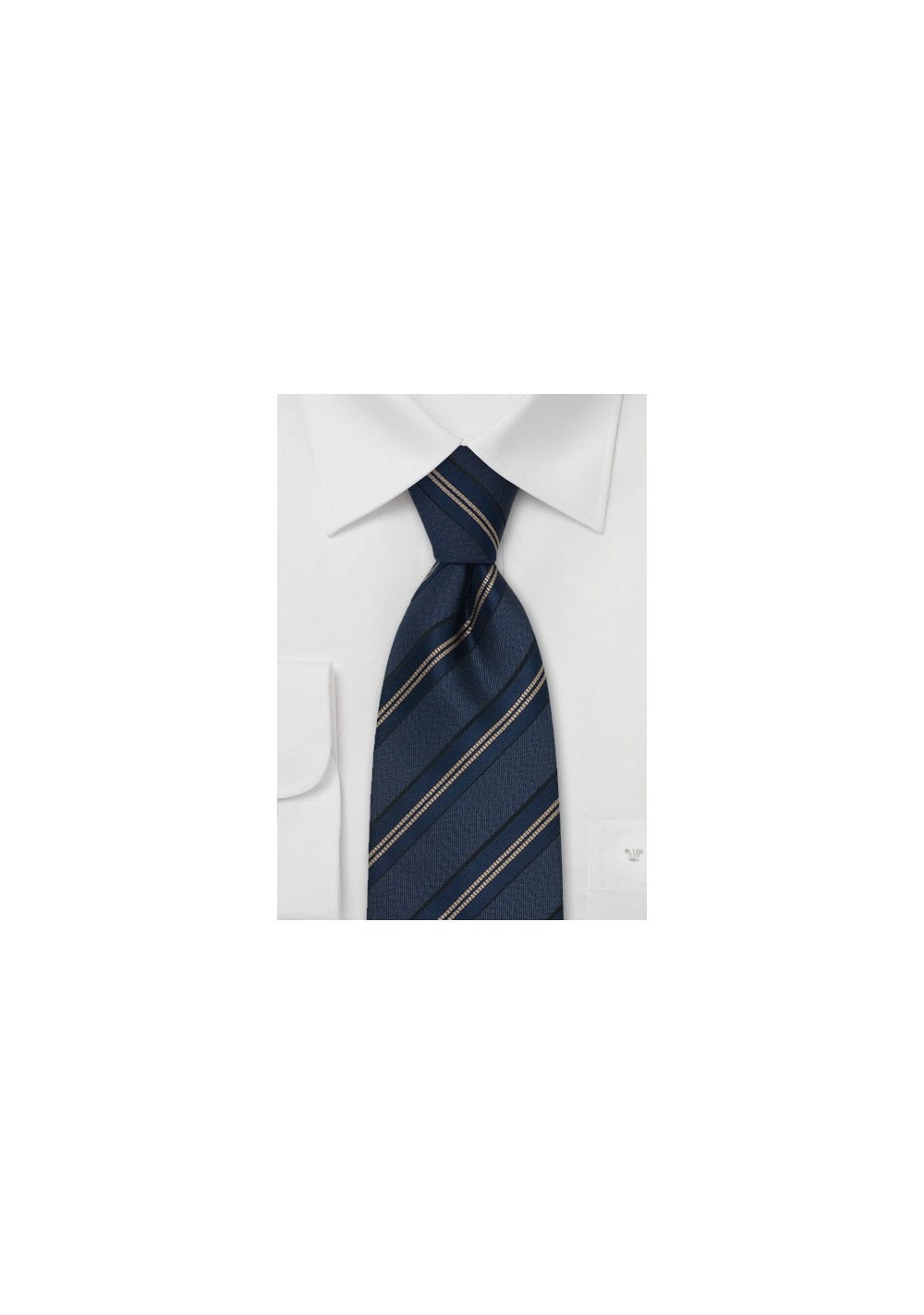 Chevalier Necktie - Blue & Bronze Striped Tie by Designer Chevalier