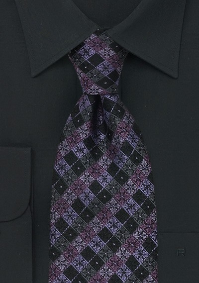 Trendy Purple & Black Tie by Chevalier