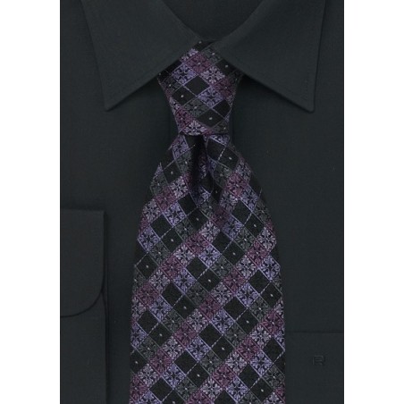 Trendy Purple & Black Tie by Chevalier