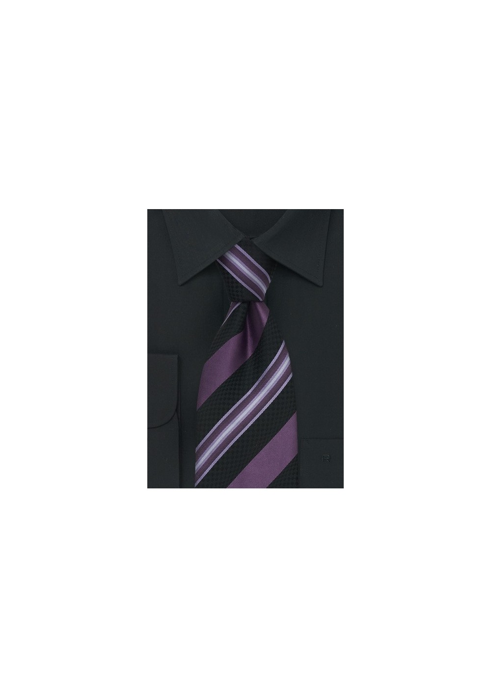 Striped Purple & Navy Silk Tie