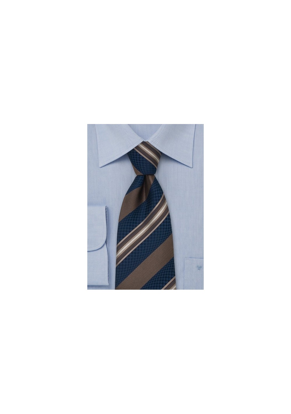 Navy & Brown Striped Silk Tie